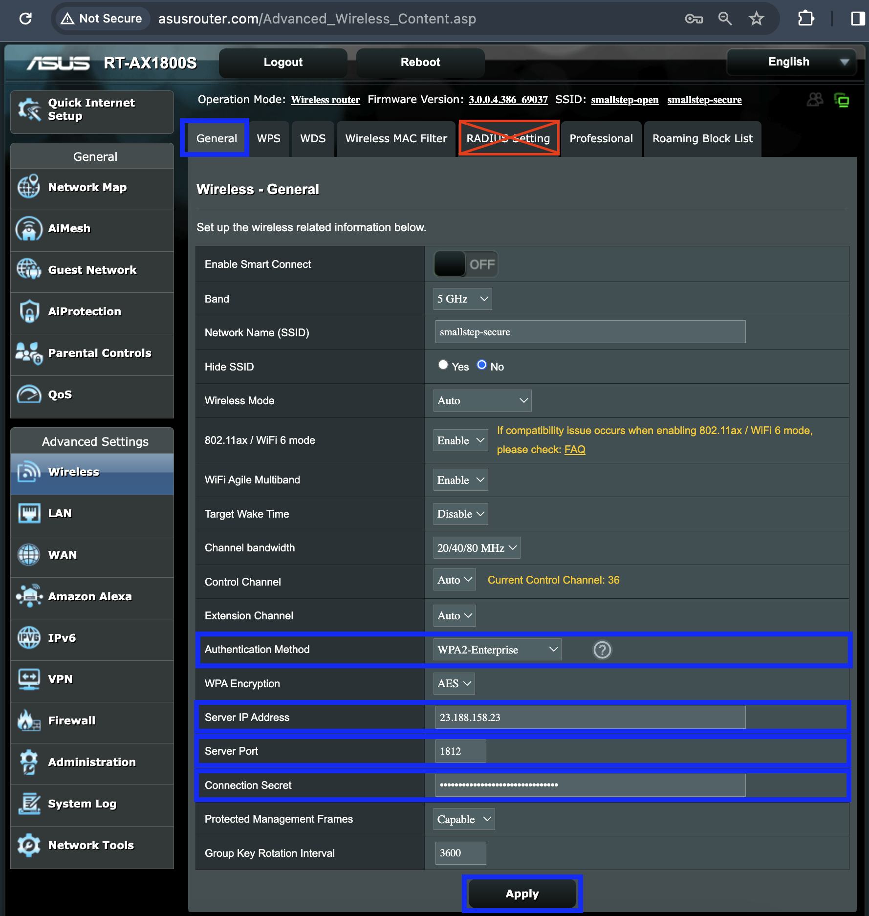 ASUS EAP-TLS setup
