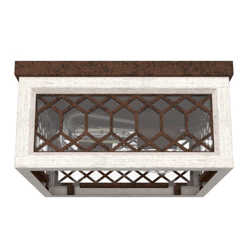 Chevron Flush Mount Lighting Hunter Textured Rust - Distressed White 