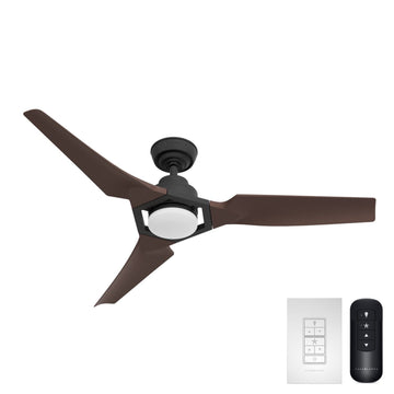 Eula Outdoor ENERGY STAR DC with LED Light 52 inch with remote and wall control Ceiling Fans Casablanca Matte Black - Chestnut 