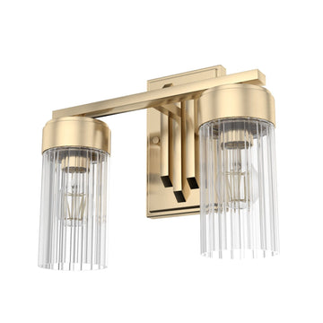 Gatz 2 Light Vanity Lighting Hunter Alturas Gold - Clear Fluted 