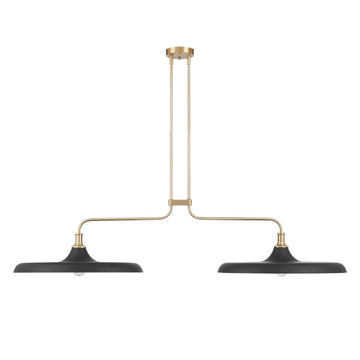 Moriso 2 Light Large 57 Inch Linear Lighting Hunter Matte Black - Modern Brass 