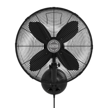 Oscillating Wall Mounted Fan 16 inch 3 speeds Portable Fans Hunter Matte Black 