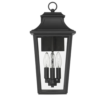 Spring Cove Outdoor 3 Light Large 17 Inch Wall Light Lighting Hunter Matte Black - Clear 